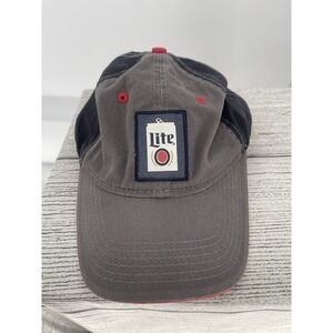 MILLER LITE CAN Logo Trucker Hat Cap Dark Gray Black Adjustable Strap
